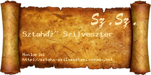 Sztahó Szilveszter névjegykártya